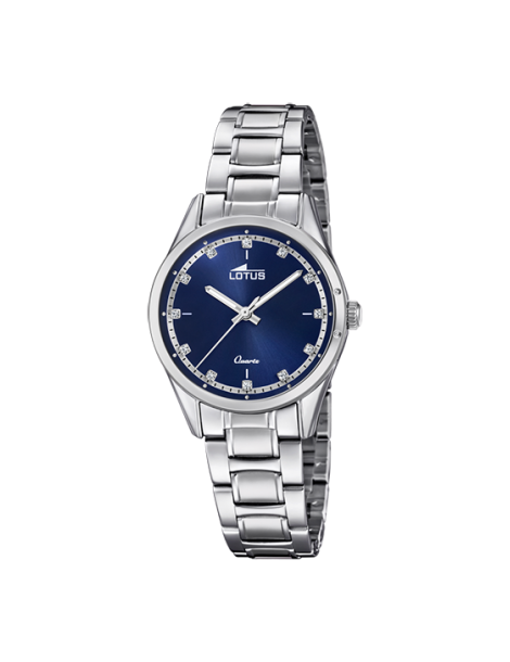 Requisitos cuenco Normal Reloj Lotus para señora, modelo de acero para mujer, con circonitas en esfera  azul